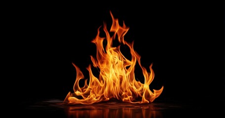 Bright orange flames against a dark background.