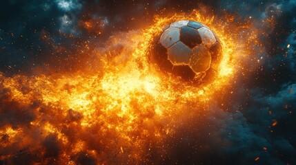 Fiery Soccer Ball: A Blazing Image of Passion and Competition
