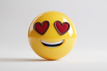 Yellow heart-eye emoji expressing love on white background.