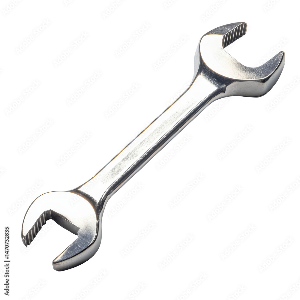 Poster a sleek spanner tool isolated on a clean background, showcasing its functionality and versatility fo