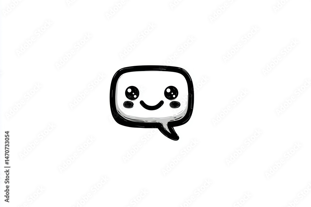 Poster A cute speech bubble with a smiling face perfect for communication and messaging designs