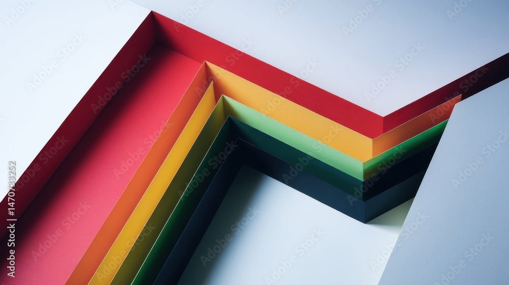 Poster abstract colorful paper layers creating a geometric design