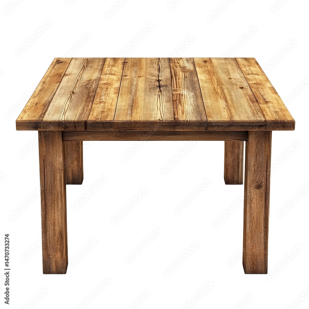 Poster a solid wooden table with a rustic design isolated against a transparent background suitable for var