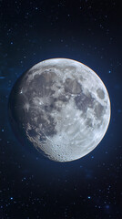 A full moon in sharp detail against a deep indigo night sky with subtle clouds, balanced lighting and generous copy space for design use
