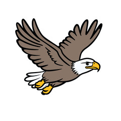Obraz premium Bald eagle flying icon depicting a majestic bird in motion, showcasing the beauty of wildlife in a minimalistic design
