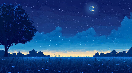 A crisp nighttime skyscape with visible stars above a horizonless plain, clean symmetrical layout with copy space and minimal distractions