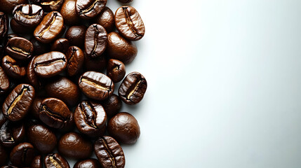 Dark Roasted Coffee Beans on White Background