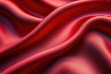 Fototapeta premium Smooth flowing red satin fabric creating soft gentle waves with highlights and shadows