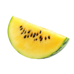 Bright yellow watermelon slice on a clean transparent background showcasing its refreshing and unique appearance, yellow watermelon isolated on transparent background