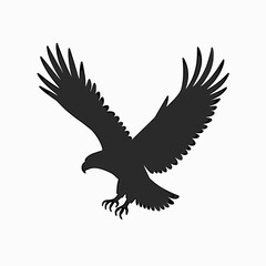majestic black eagle in flight with white wingtips