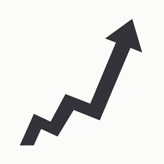 upward trend graphic with black arrow on white background