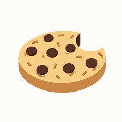 Fototapeta premium chocolate chip cookie slice with bite marks stock image