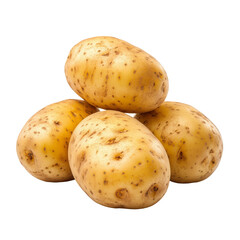 Freshly harvested potatoes stacked on a clean background highlighting their natural textures and colors, Potatoes isolated