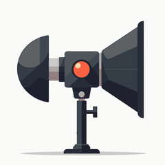 modern black microphone with red light on stand