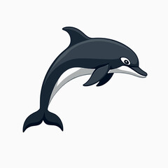 cartoon dolphin illustration with blue and white colors