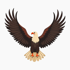 Fototapeta premium majestic eagle in flight with spread wings, brown and white feathers