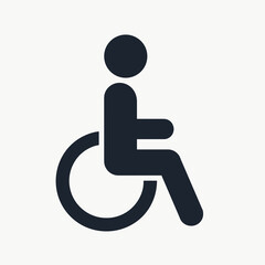 accessible iconography handicap symbol with blue wheelchair on white background