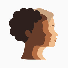 diverse female portrait with skin tones, multicultural illustration