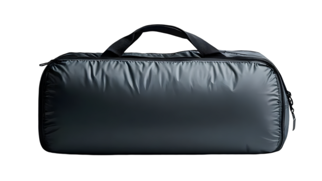 Gray Duffel Bag on Transparent Background
