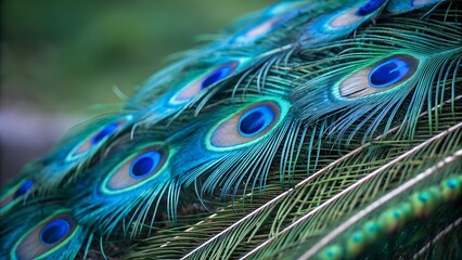 Obraz premium Portrait peacock with beautiful colorful feather