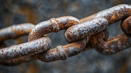 Fototapeta premium Close-up view of a rusty metal chain link.