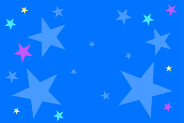 Bright starry night background with colorful stars on a blue canvas for creative projects and designs