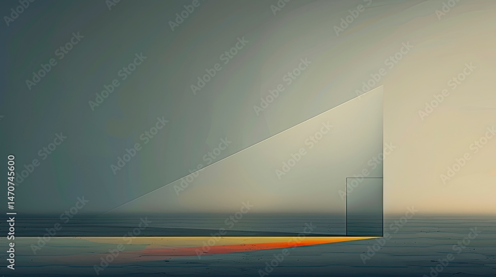 Poster abstract architectural scene with a triangular window