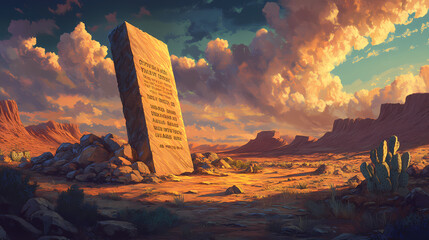 The ten commandments stone tablets inscribed with the covenant of god divine law from book of exodus. divine. illustration. [Crystalline Wilderness] | Hallowed Facets | divine gems. Illustration
