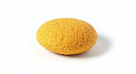 a yellow ball of rice on a white background