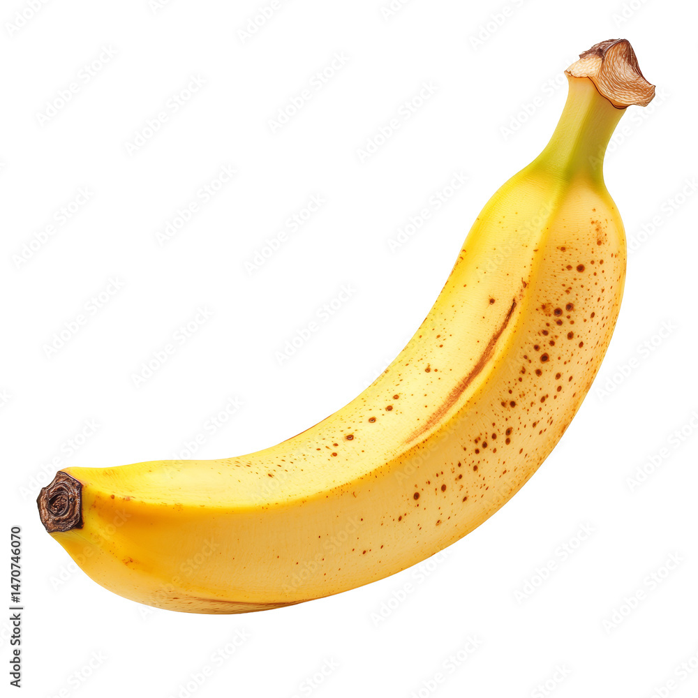 Poster a ripe banana resting against a simple transparent background with a smooth texture and vibrant colo