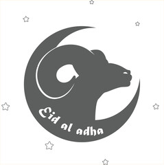 Idul adha flat design, Eid al adha mubarak the celebration of muslim community festival background, banner, greeting design color theme. Moon, sheep, goat and layout