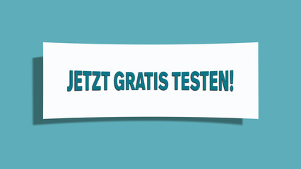 Jetzt gratis testen (Try it now for free) - A card isolated on light green background.