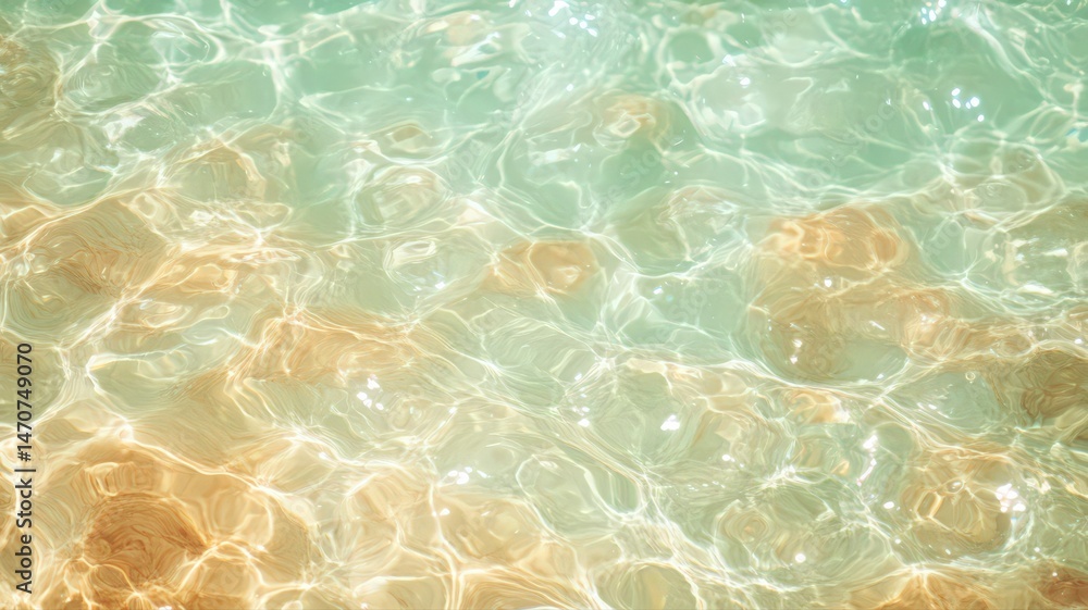 Aufkleber clear shallow water with sunlight creating shimmering patterns on the sandy bottom featuring bright 
