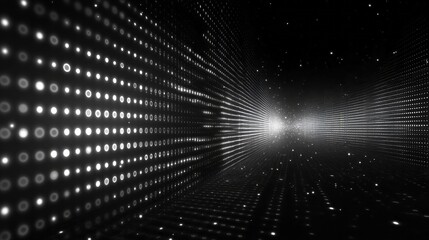 Abstract digital tunnel design with light dots.