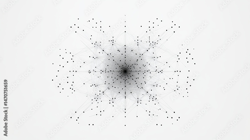 Poster abstract network connection dots lines graphic design illustration art web grey data mesh white blac