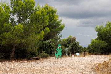 Dinosaur sculptures at Kap Kamenjak national park, Premantura, Croatia
