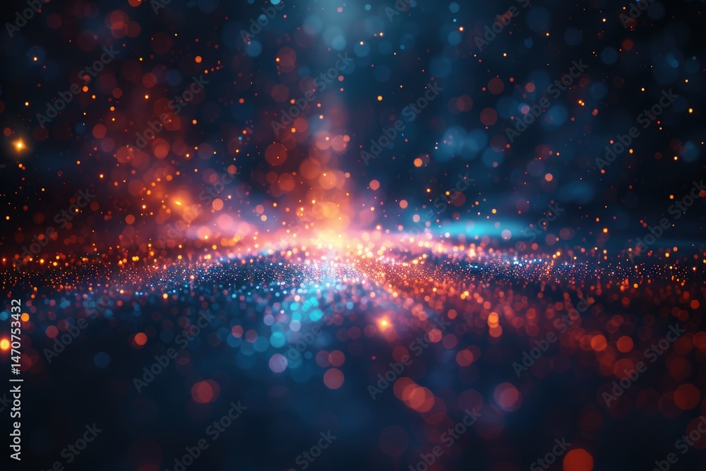 Poster abstract digital art display of glowing particles.