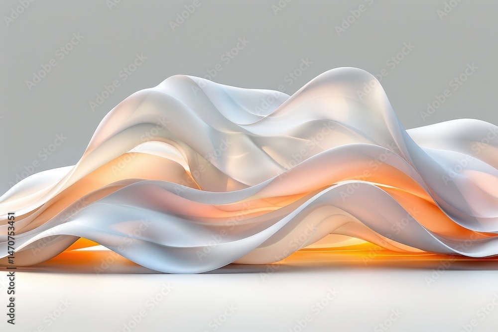 Poster abstract form of flowing, translucent shapes in soft light.