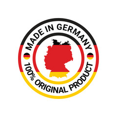 made in germany stamp circle logo vector design with map and flag element	