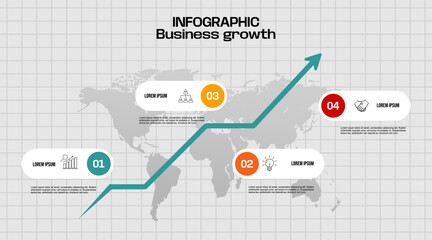 infographic growth graph 4 steps with icon template for business and presentation vector illustration background