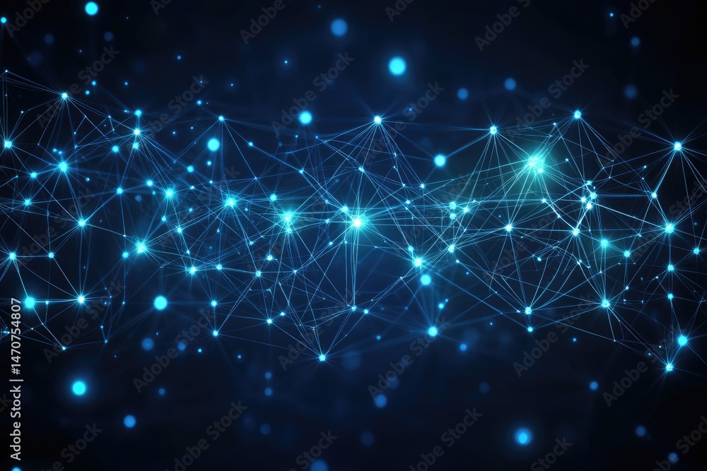 Poster abstract network design with glowing points and lines.