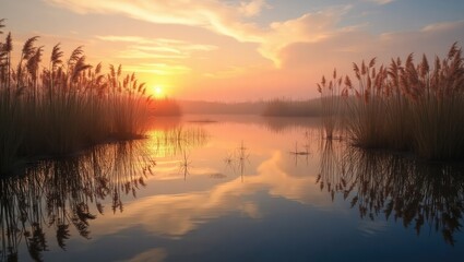 Obraz premium sunset on the lake