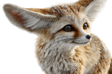 Closeup of a Fennec Fox in Winter Fluffy Fur Adorable Animal Portrait
