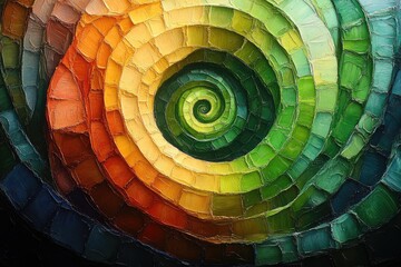 Fototapeta premium Abstract spiral design with vibrant color gradients.