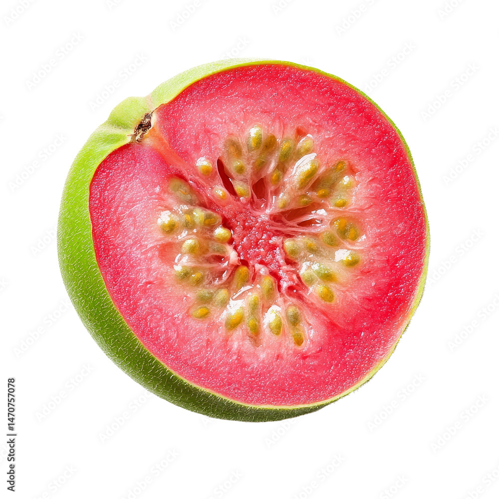 Aufkleber fresh slice of guava fruit showcasing vibrant color and texture on a transparent background, slice g