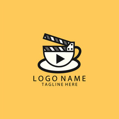 clapboard cup logo design vector