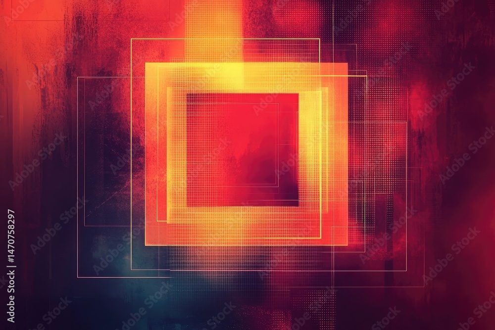 Poster abstract digital composition featuring nested squares.
