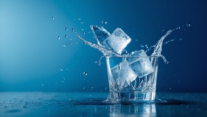 Blue Fluid Drinking Water Splashing In Glass