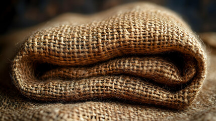 Fototapeta premium Close-Up of Brown Burlap Fabric Texture