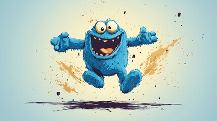 Joyful blue character illustration